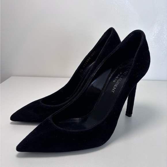 Saint Laurent Zoe Black Velvet Pointed Toe Pumps | Size 36.5 EU / 6.5 US - Picture 11 of 14